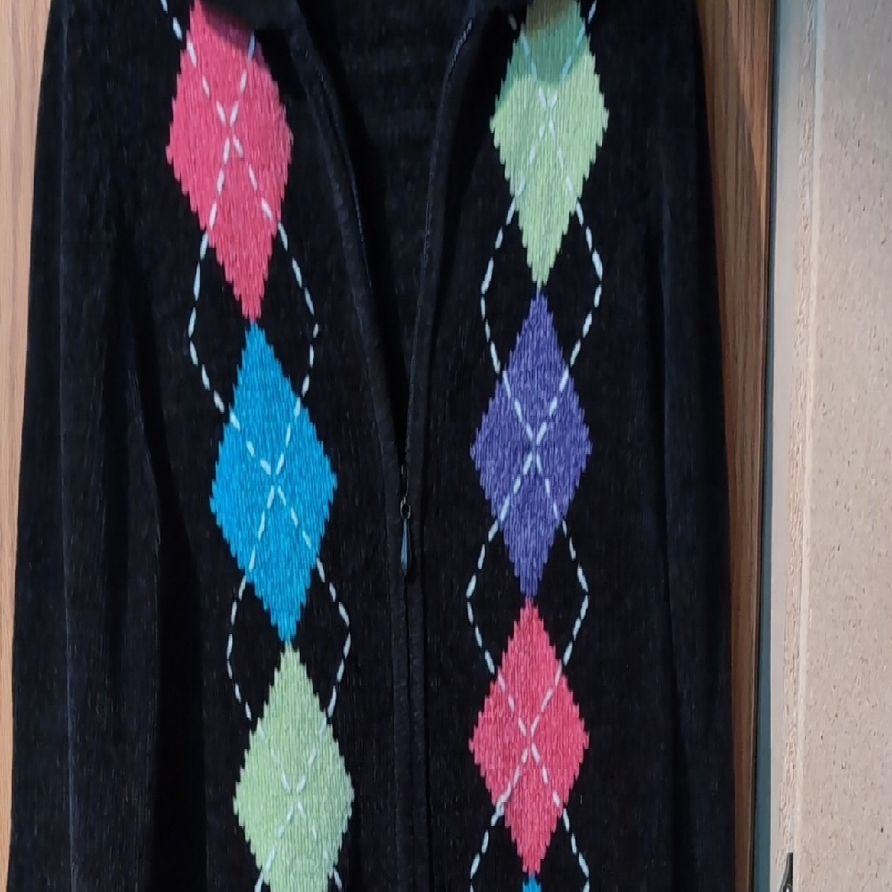 Small Woman's Alfred Dunner Black Textured Cardigan